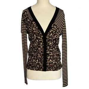 Tory Burch Womens Light Knit Wool Striped Cardigan Size Small